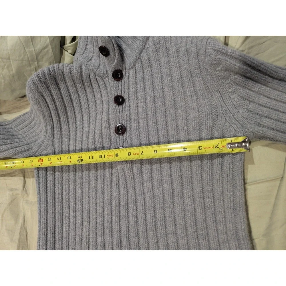 Banana Republic Henley Pullover Gray Sweater Lambswool Cashmere Small Knit Cozy